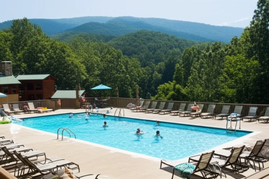 The outdoor pool and sundeck at Valhalla Resort Hotel