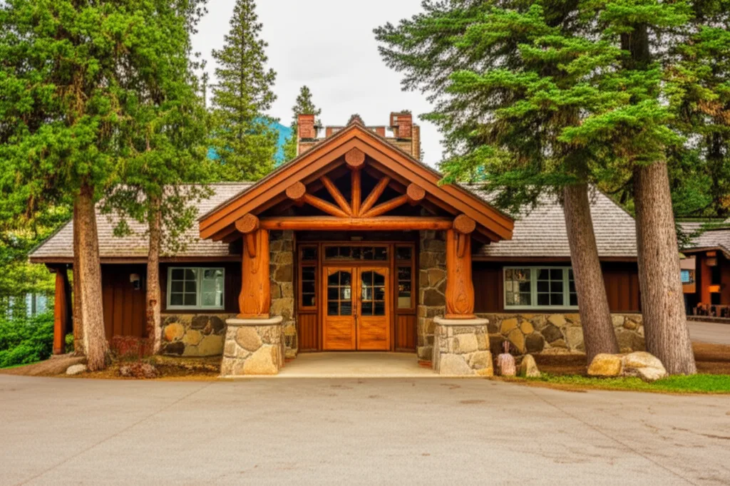The Unicoi State Park lodge perched on a hillside above the lake
