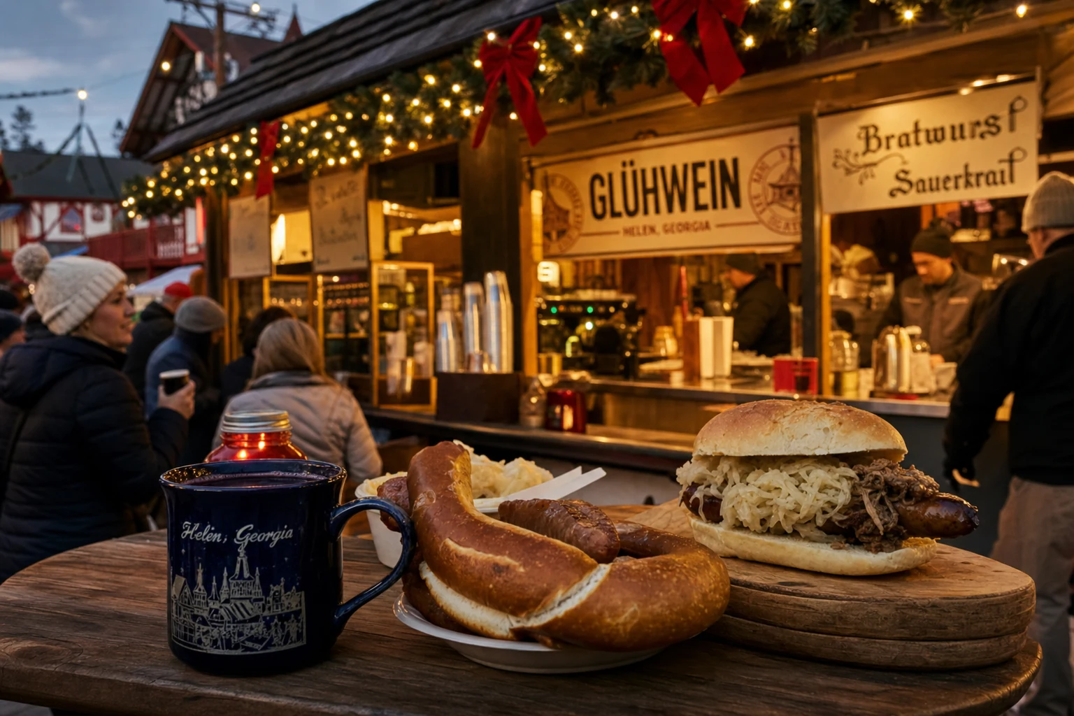 Gluehwein and Holiday Market Food