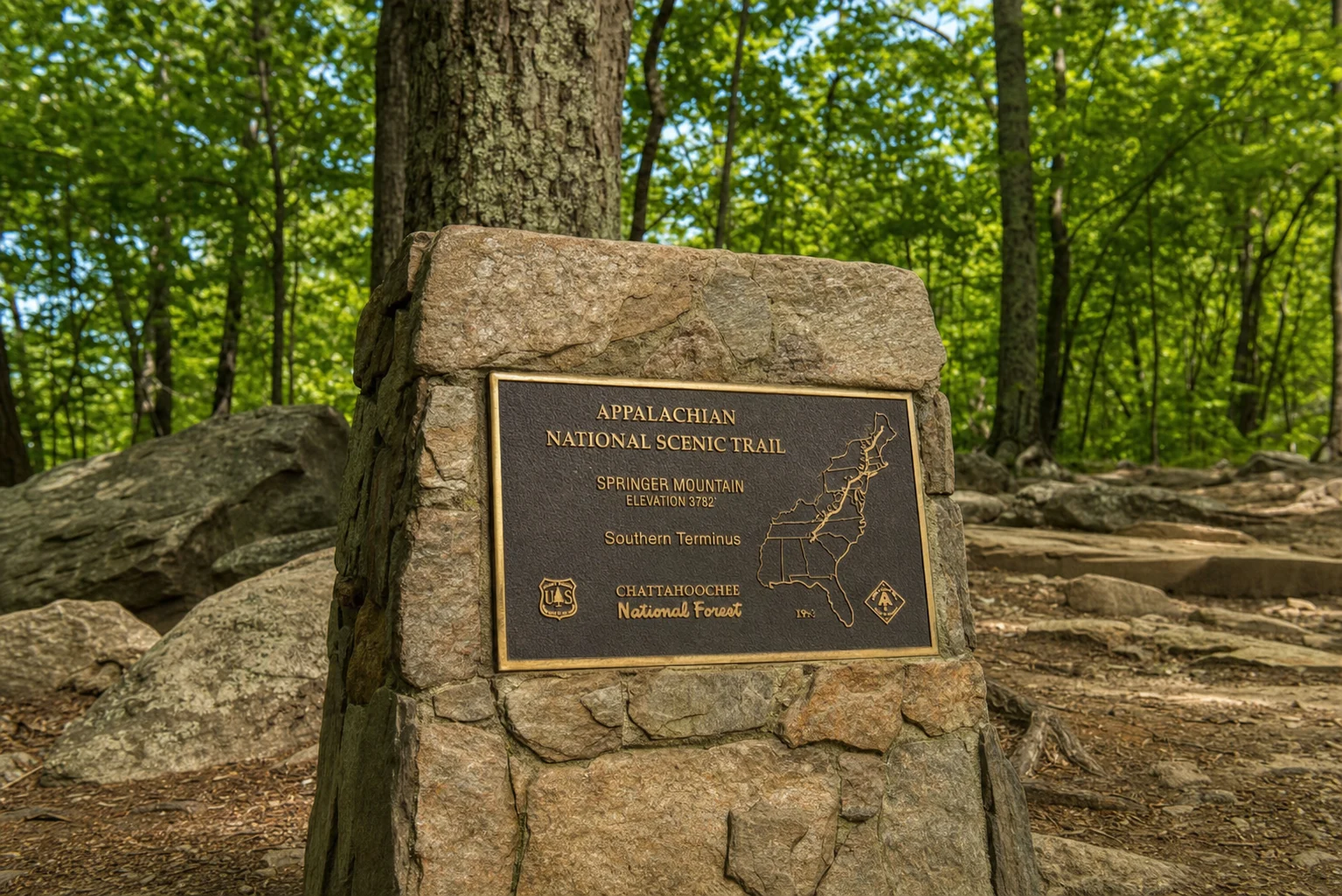 Springer Mountain southern terminus of the Appalachian Trail