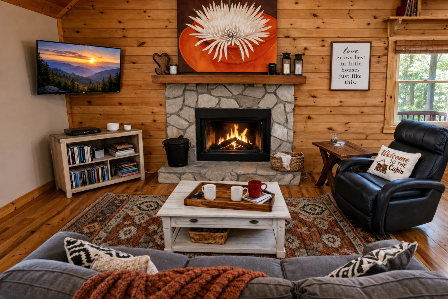 Fireplace Cabin Interior