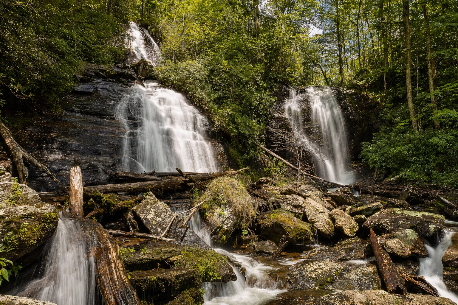 Anna Ruby Falls twin waterfall near Helen, Georgia