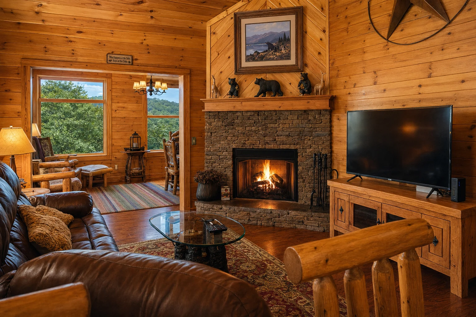 Helen Cabin Fireplace Interior