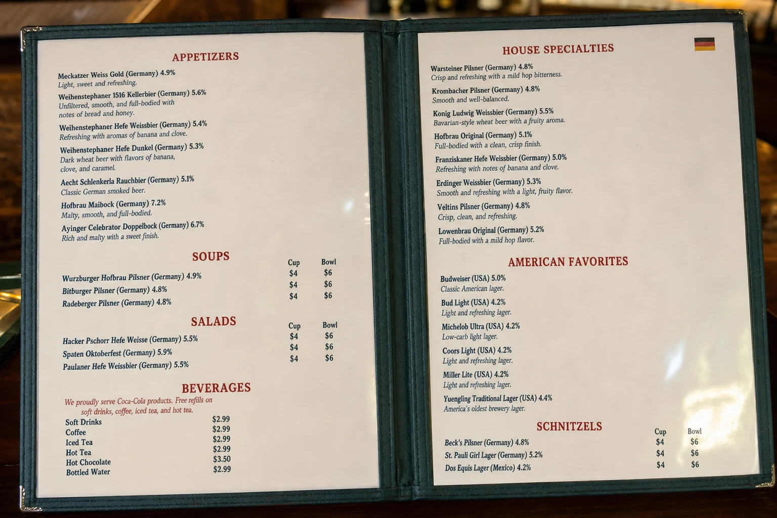 Old Bavaria Inn Imported Beer Selection