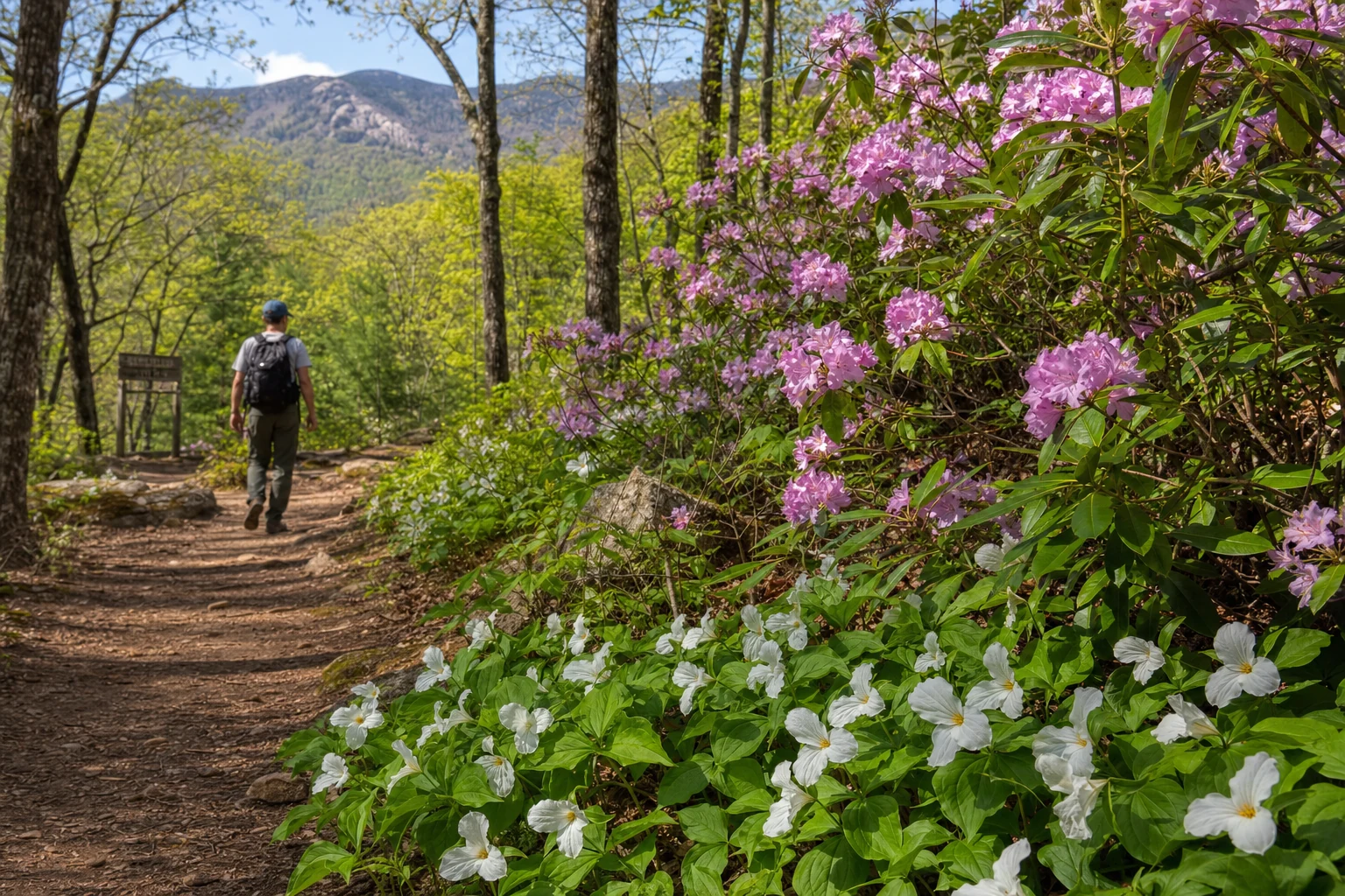 Spring Wildflowers — Trillium and Mountain Laurel