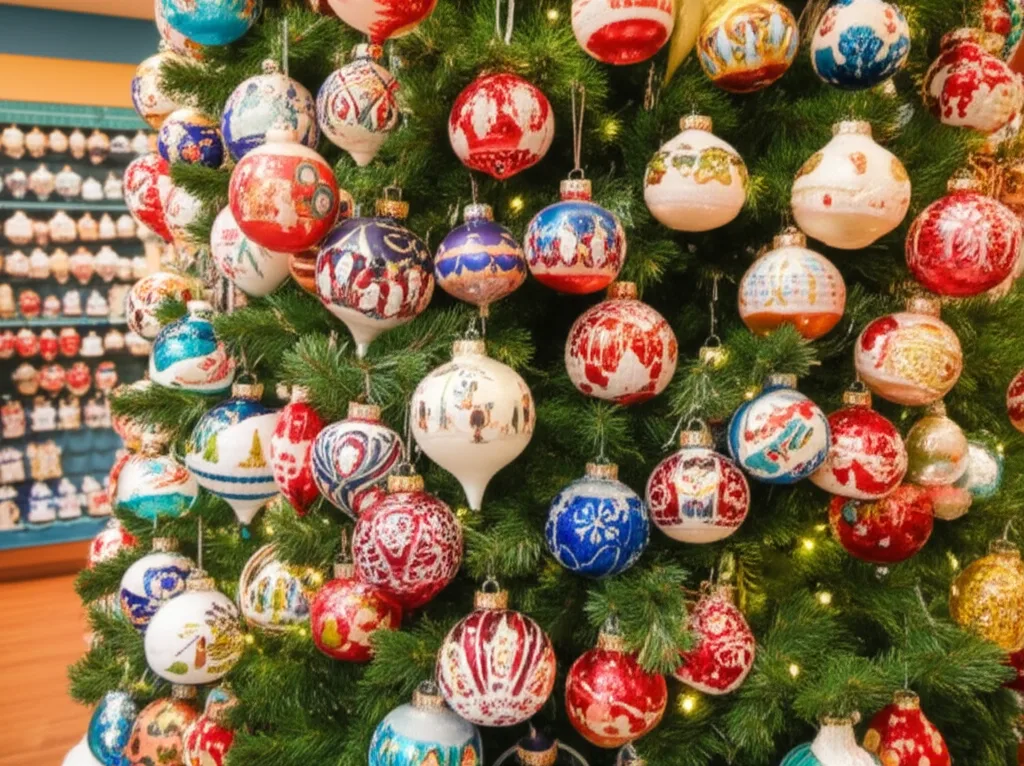 Dazzling display of collectible ornaments and decorations at The Christmas Shoppe